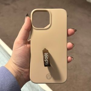 LOOPY iphone 13 PRO MAX 6.7in case tan with brown loop